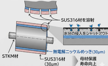 溶射施工ロールのサビ発生問題 | 長尺・大型無電解ニッケルメッキ.com