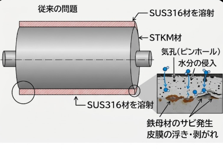 溶射施工ロールのサビ発生問題 | 長尺・大型無電解ニッケルメッキ.com
